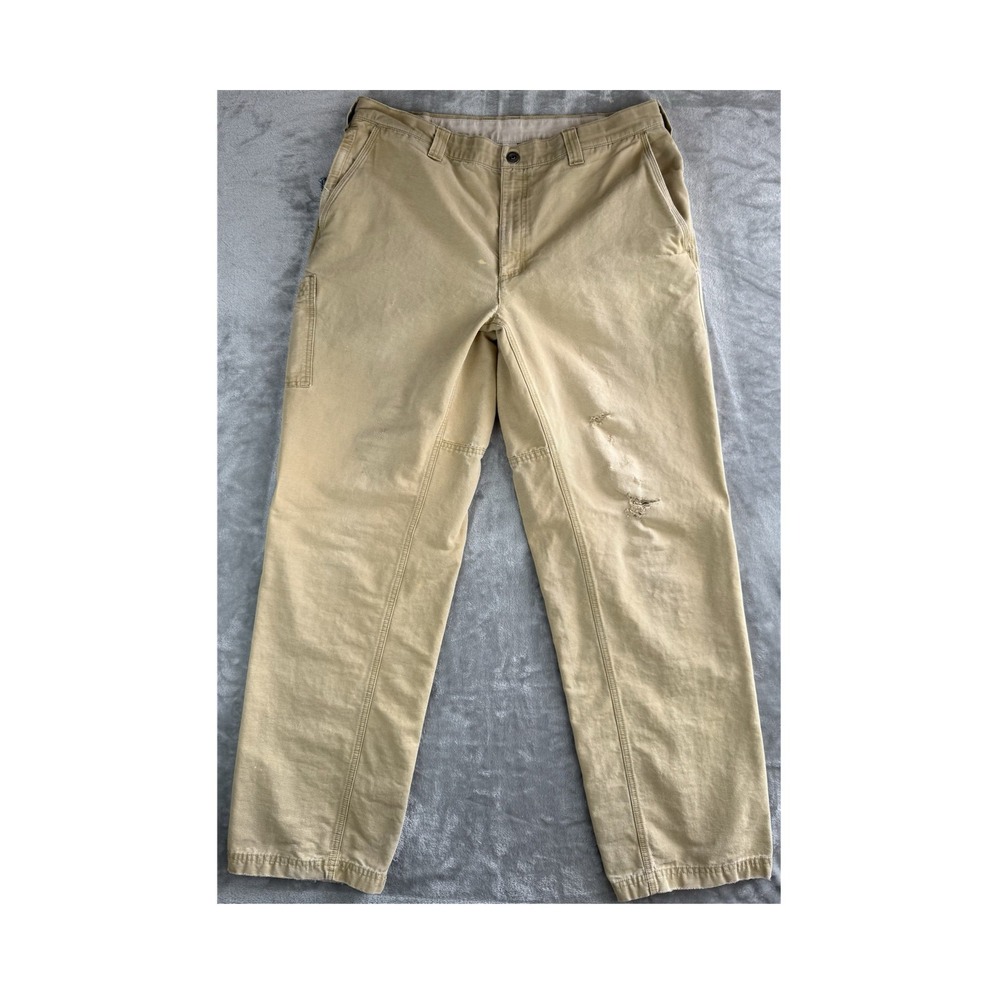 Columbia Men's 36x32 Khaki Carpenter Work Pants Distressed Utility Beige